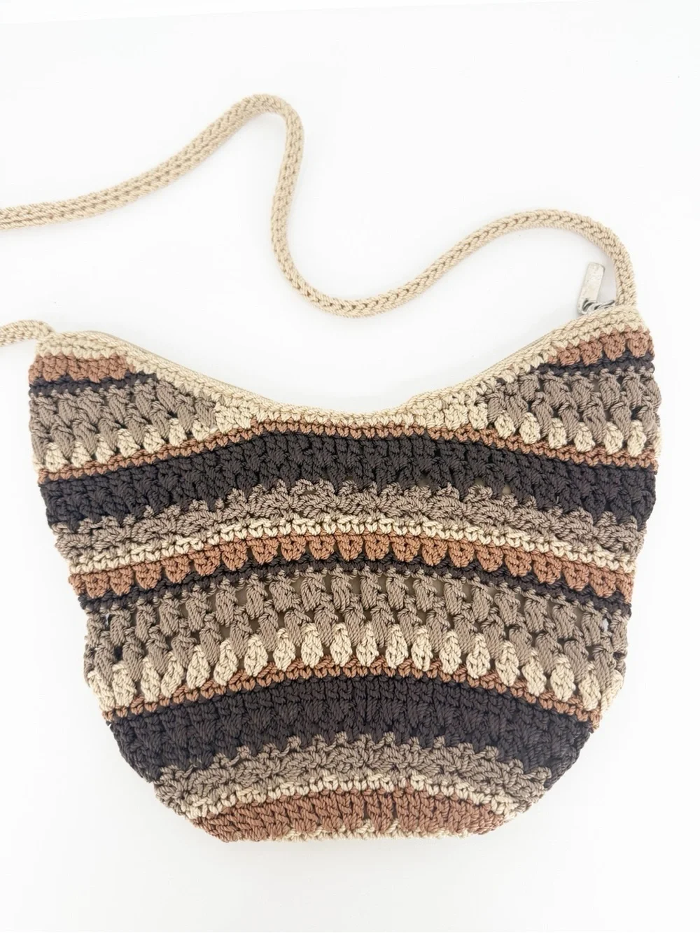 The Sak Striped Crochet Hobo Shoulder Bag Multicolor Boho Chic